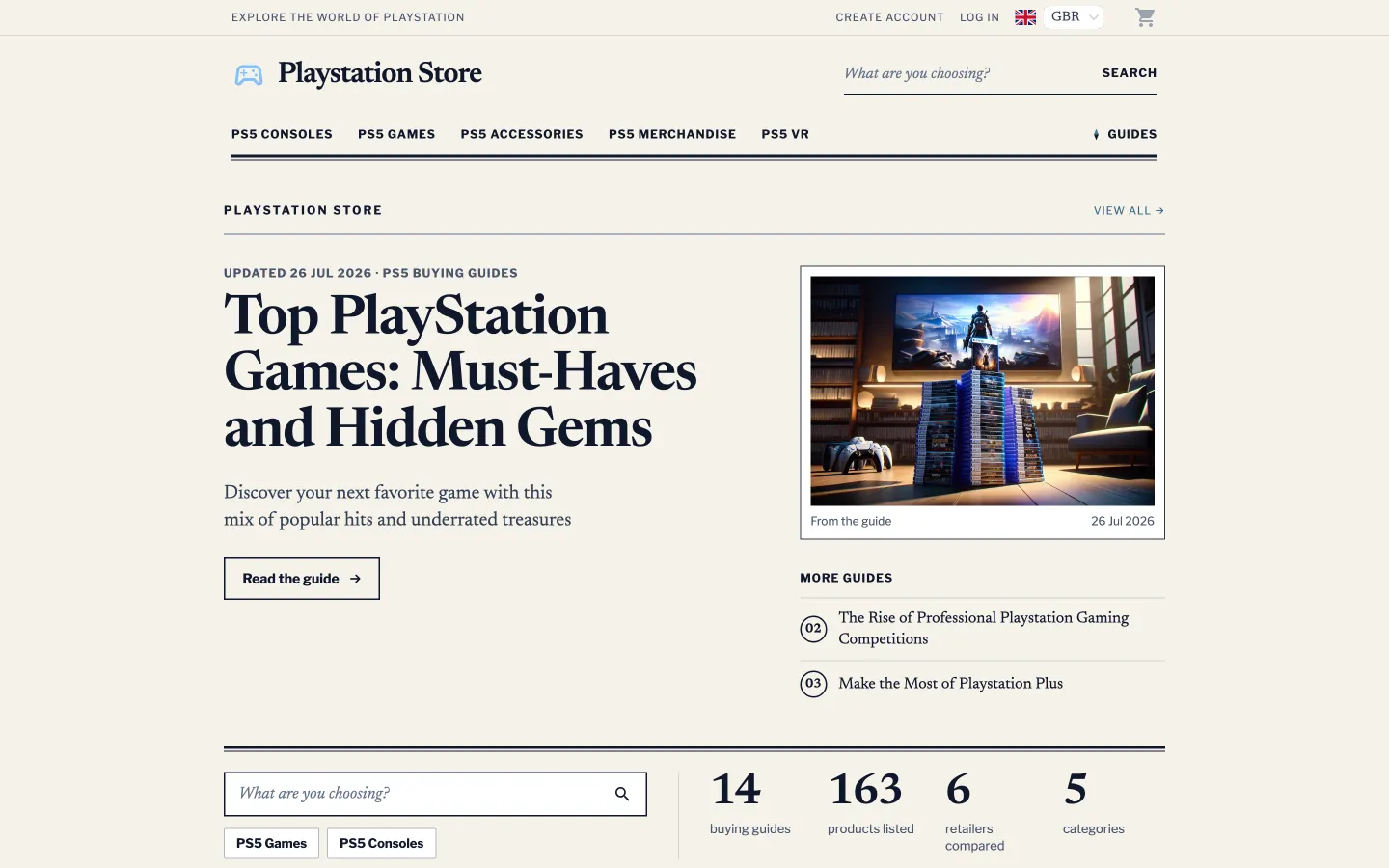 The Compass design on the playstation.goshopgaming.com homepage