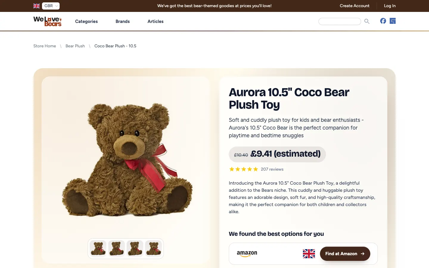 Crystal product page on store.lovebears.org