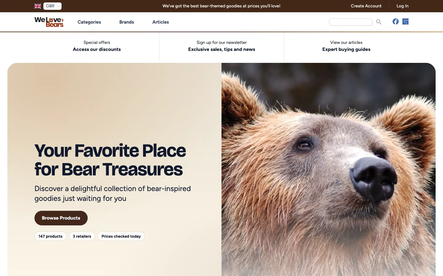 The Crystal design on the store.lovebears.org homepage