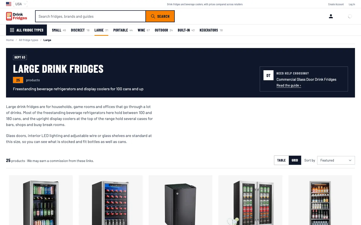 Emporium category page on drinkfridges.com