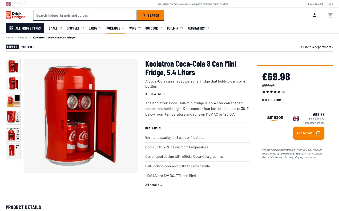 Emporium product page on drinkfridges.com