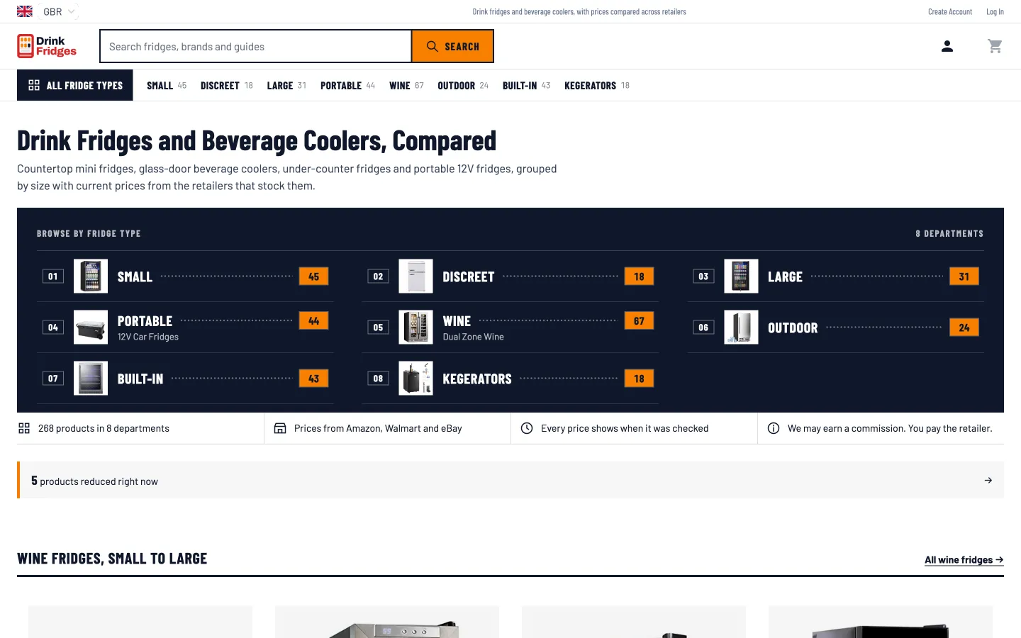 The Emporium design on the drinkfridges.com homepage