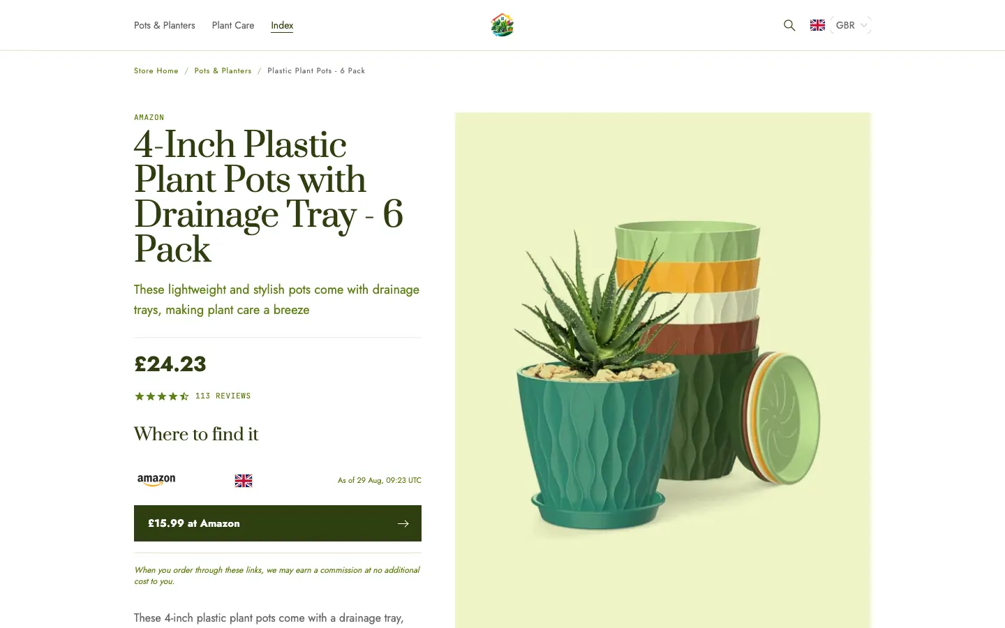 Vista product page on houseplantcrew.com
