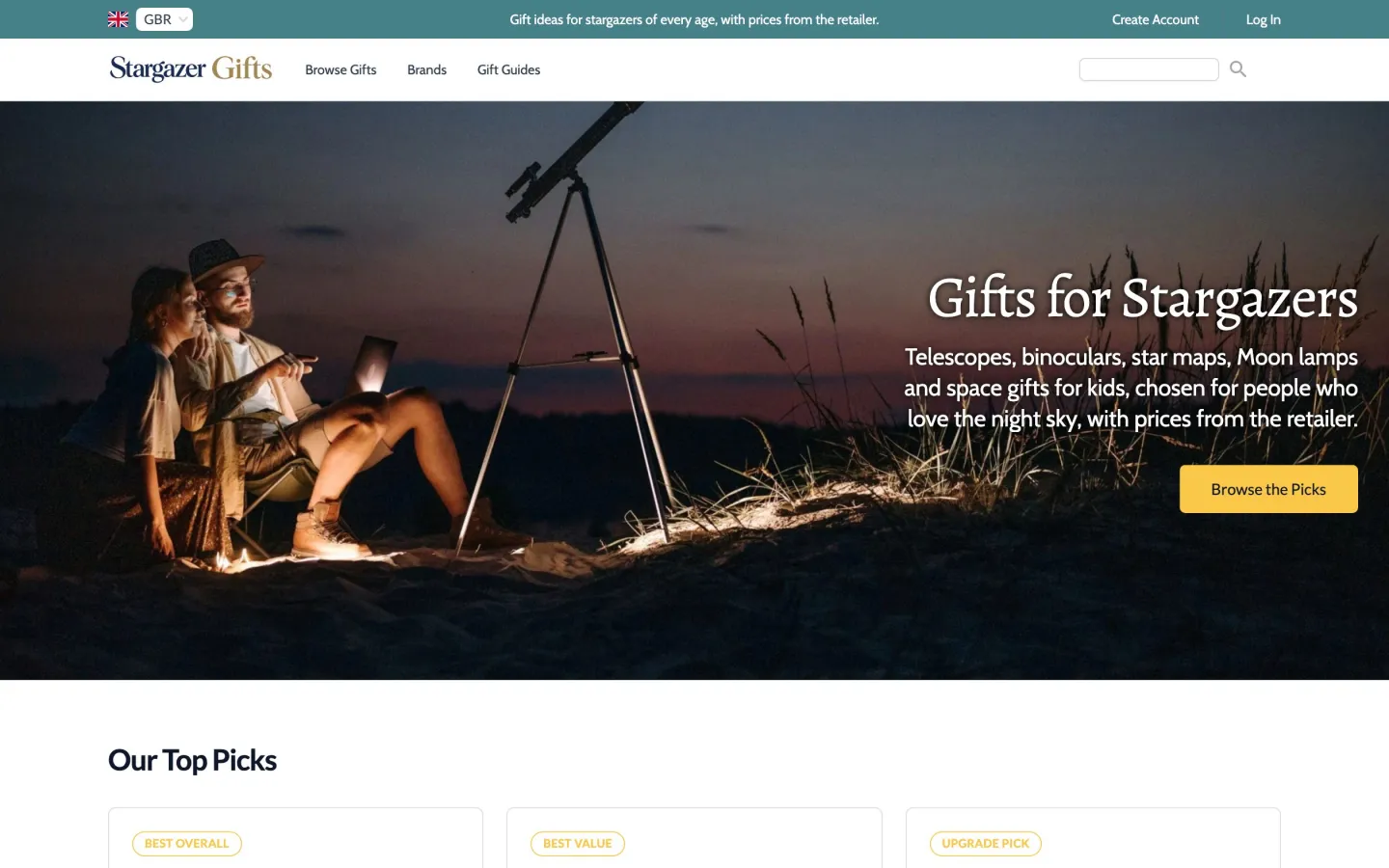 An affiliate store built with FreshStore: stargazergifts.com